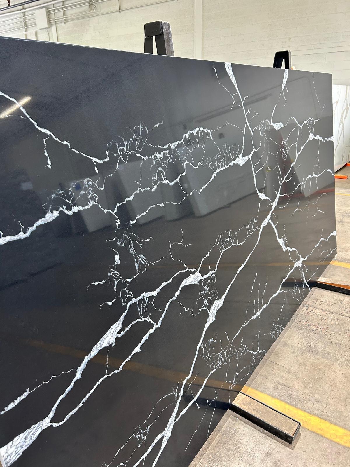 3cm, Bathroom, black, cabinets, Full Slab, Glossy, Quartz, quartz-slabs, Rare Find, Sink, thickness-3cm, vanity, Veins, White Veins Quartz Full Slab
