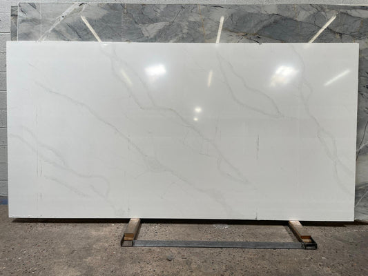 2cm, Brown Veins, Full Slab, Glossy, Gray Veins, Light Veins, Marble, Outlet Material, Quartz, quartz-slabs, Rare Find, thickness-2cm, Veins, white, White Quartz