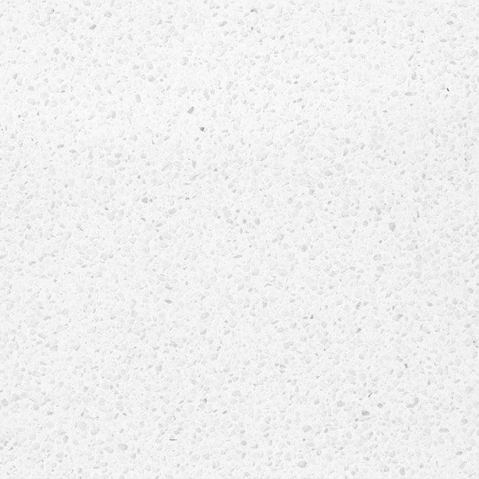 White quartz countertop with gray freckles. A classic stone.