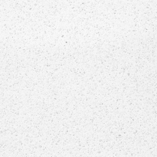 White quartz countertop with gray freckles. A classic stone.