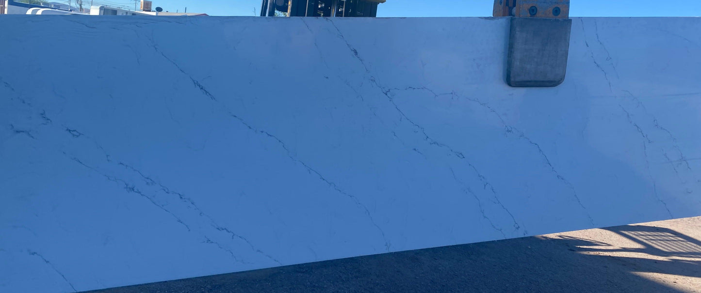 Glossy white quartz remnant with gray veining.