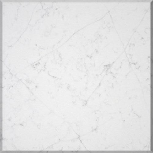 White quartz full slab countertop with veins. Marble lookalike. 