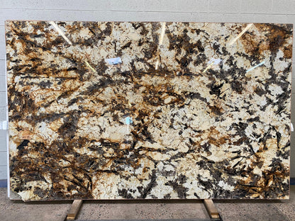 A full granite slab. Coffee, brown, dark brown design. Exotic rare fine granite. 