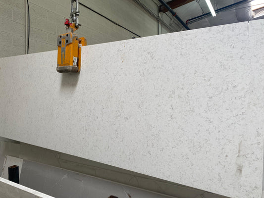 Beige/Cream glossy quartz countertop remnant perfect for small projects. 