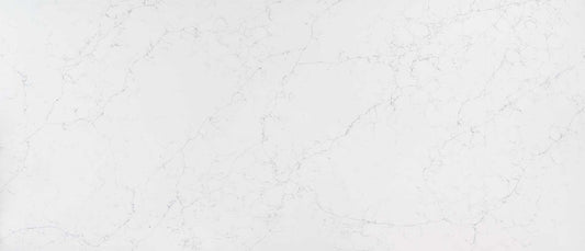 Polished White Quartz Quartz Full Slab countertop with subtle light gray veins.