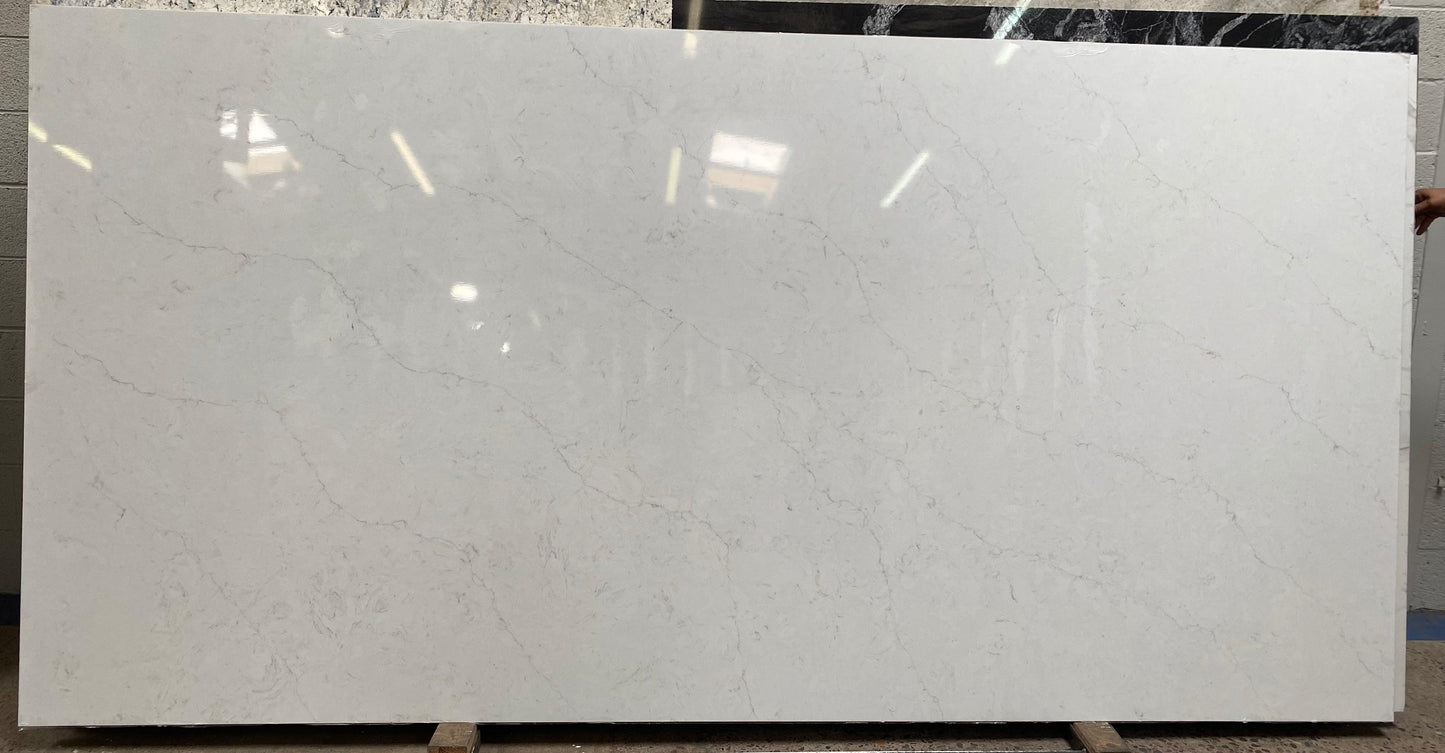 Classic glossy white quartz with light veins.