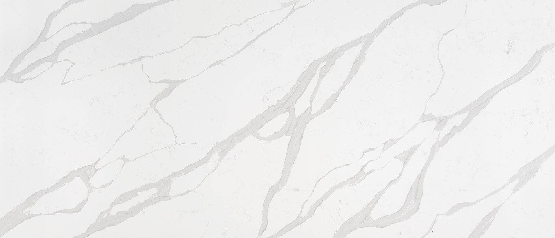 White quartz with gray veining flowing through. 2CM full quartz countertop on sale.