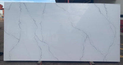 2cm, Full Slab, Glossy, Gray Veins, Grey, Grey Veins, hide, Light Veins, Outlet Material, Quartz, Rare Find, thickness-2cm, white, White Quartz Quartz Full Slab